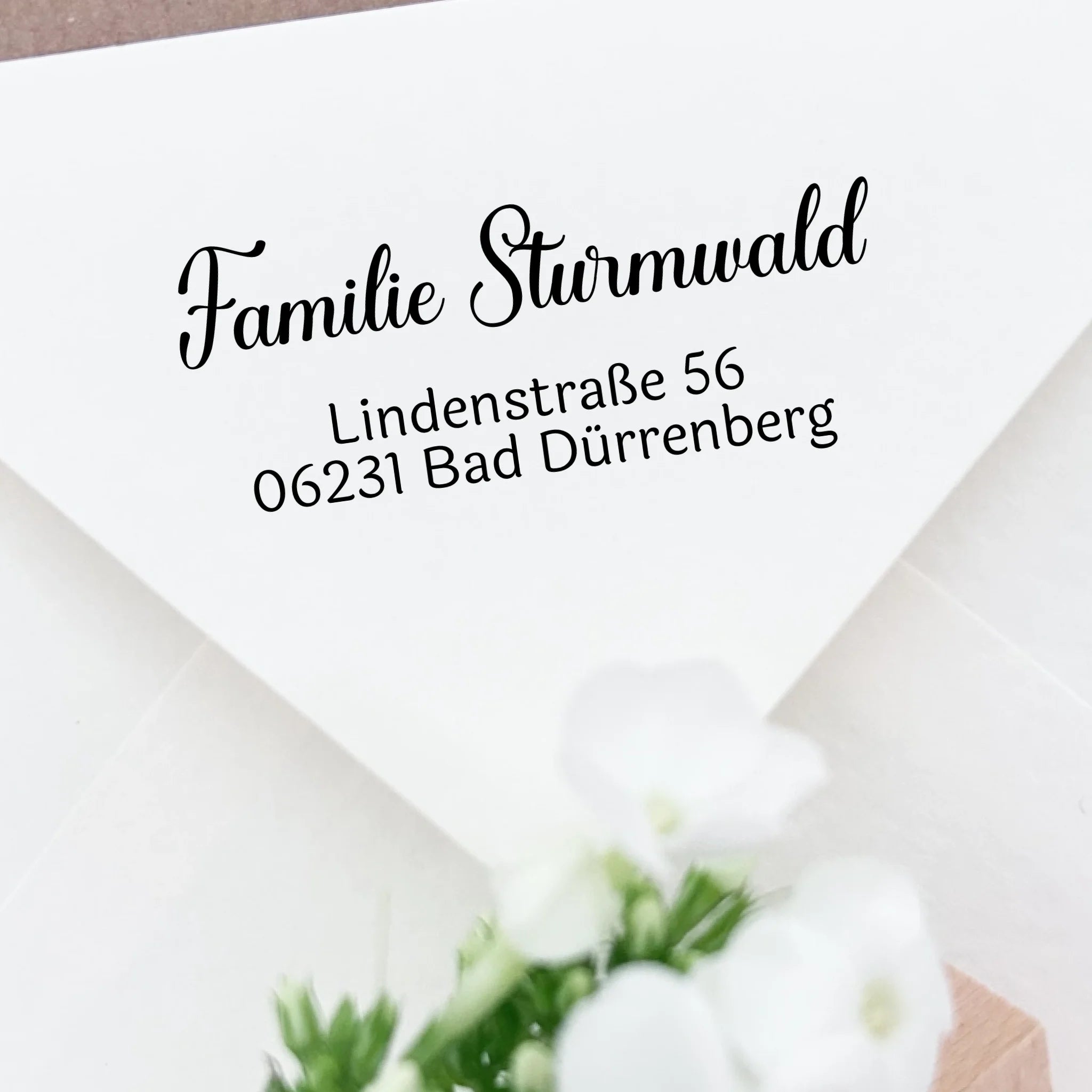 Adressstempel "Sturmwald" personalisiert – elegante Linien - Spatzelinchen - Exklusive Papeterie