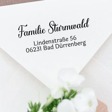 Adressstempel "Sturmwald" personalisiert – elegante Linien - Spatzelinchen - Exklusive Papeterie