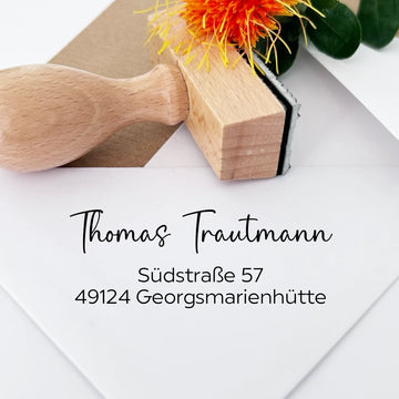 Adressstempel "Trautmann" personalisiert – klar & zeitlos - Spatzelinchen - Exklusive Papeterie