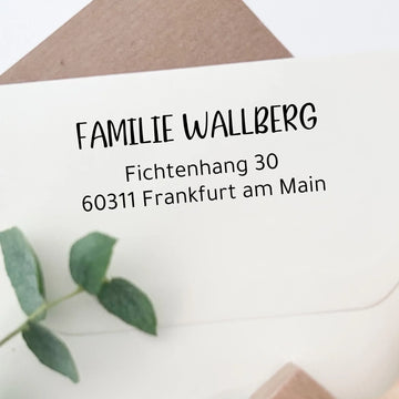 Adressstempel "Wallberg" personalisiert – moderne Handschrift- Spatzelinchen - Exklusive Papeterie